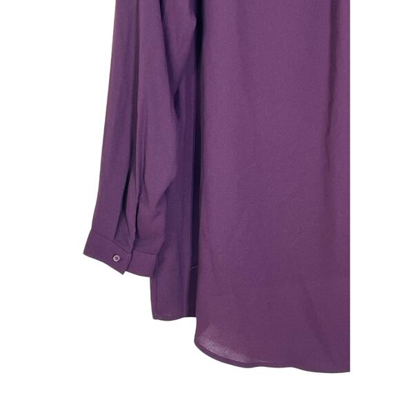 Mossimo Merlot Purple Long Sleeve Sheer Button Up 2 Pockets Blouse Top Size XXL - Picture 4 of 7
